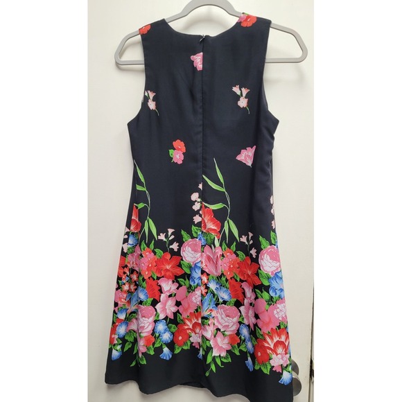 Mica Vintage Black‎ Knee Length Women's Floral Sheath Dress Size 8 Sleeveless - Picture 4 of 8